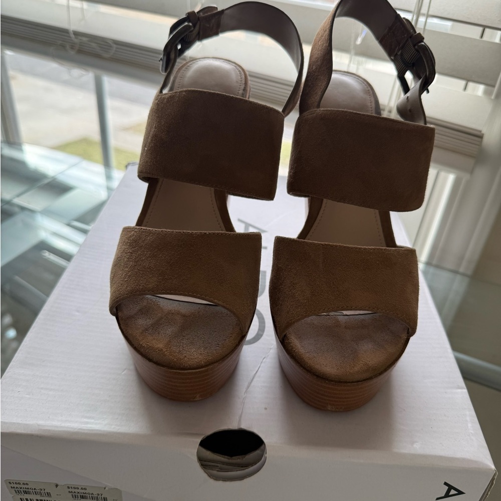 Aldo Tan Suede chunky heel Sandals